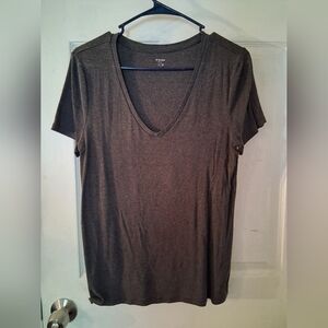 Old Navy Dark Brown V-Neck Short Sleeve Tee